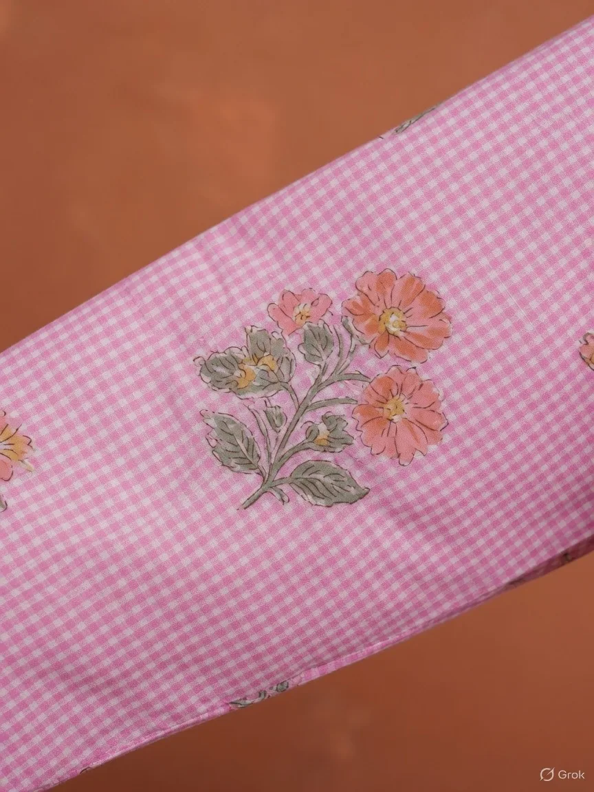 Pink Gingham Floral Co-ord Set 4