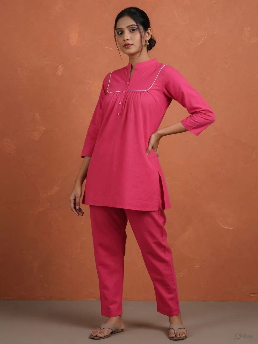 Hot Pink Cotton Co-ord Set
