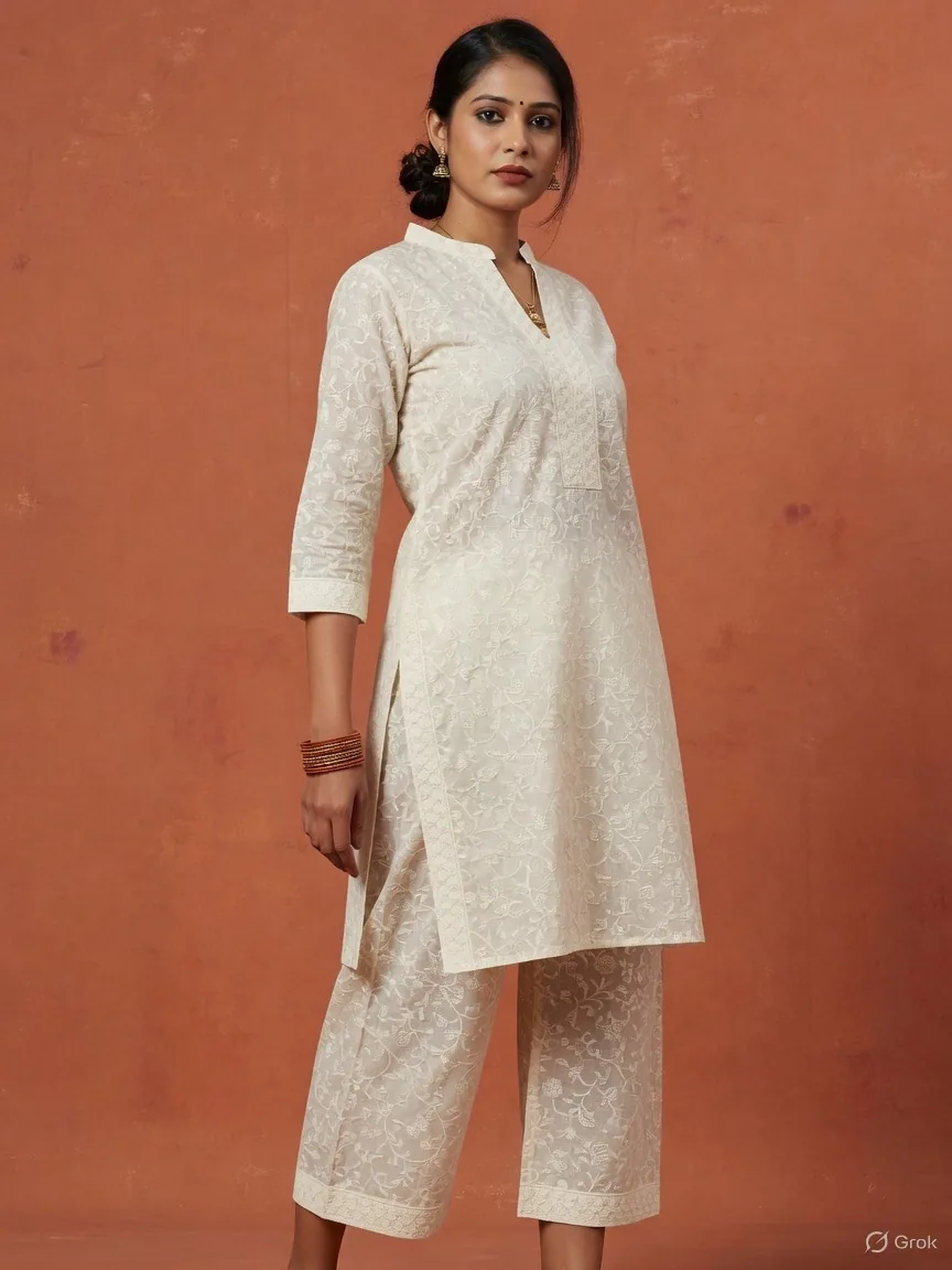 Ivory Mughal Jaal Kurta