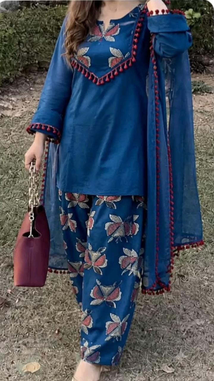 Blue Floral Pom-Pom Co-ord Set 3