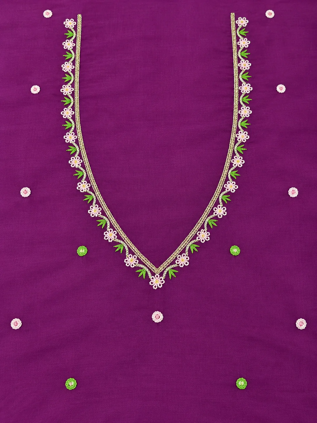Kamalini — Wine Lotus Hand Embroidered Blouse Piece 3