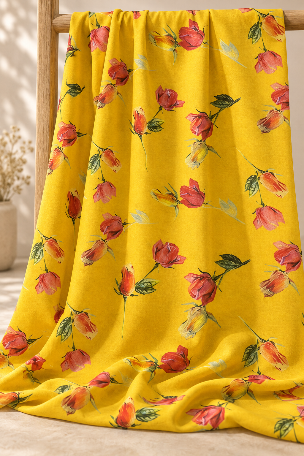 Yellow Rose Print Dress Material 2